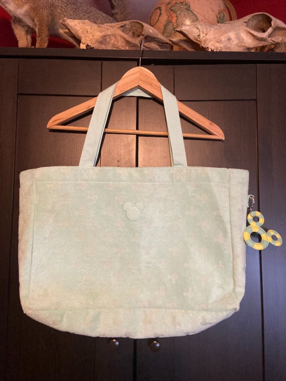 Disney Mickey Mouse Summer Large Beach Tote 2023 Lifesaver Charm Aquamarine - Picture 9 of 16
